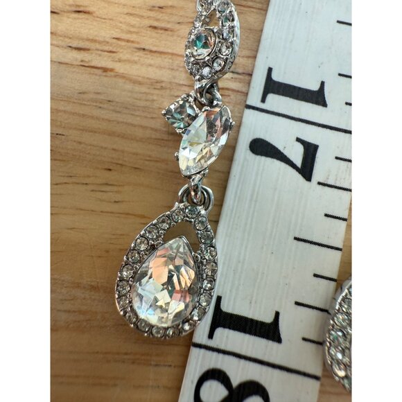 Givenchy Silver-Tone Pavé Crystal Open Pear Linear Drop Earrings - Picture 16 of 16